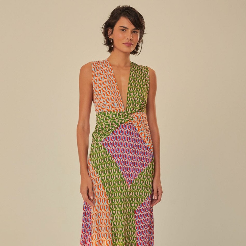 Mixed Cashew Knot Colorful Maxi Dress from Farm Rio
